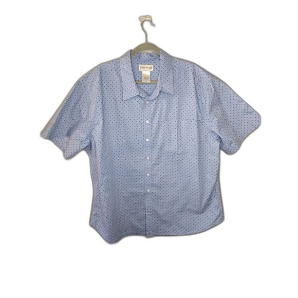 John Blair Men's Light Blue and Navy Classics Short Sleeve Print Shirt Size 2XL - Picture 1 of 4